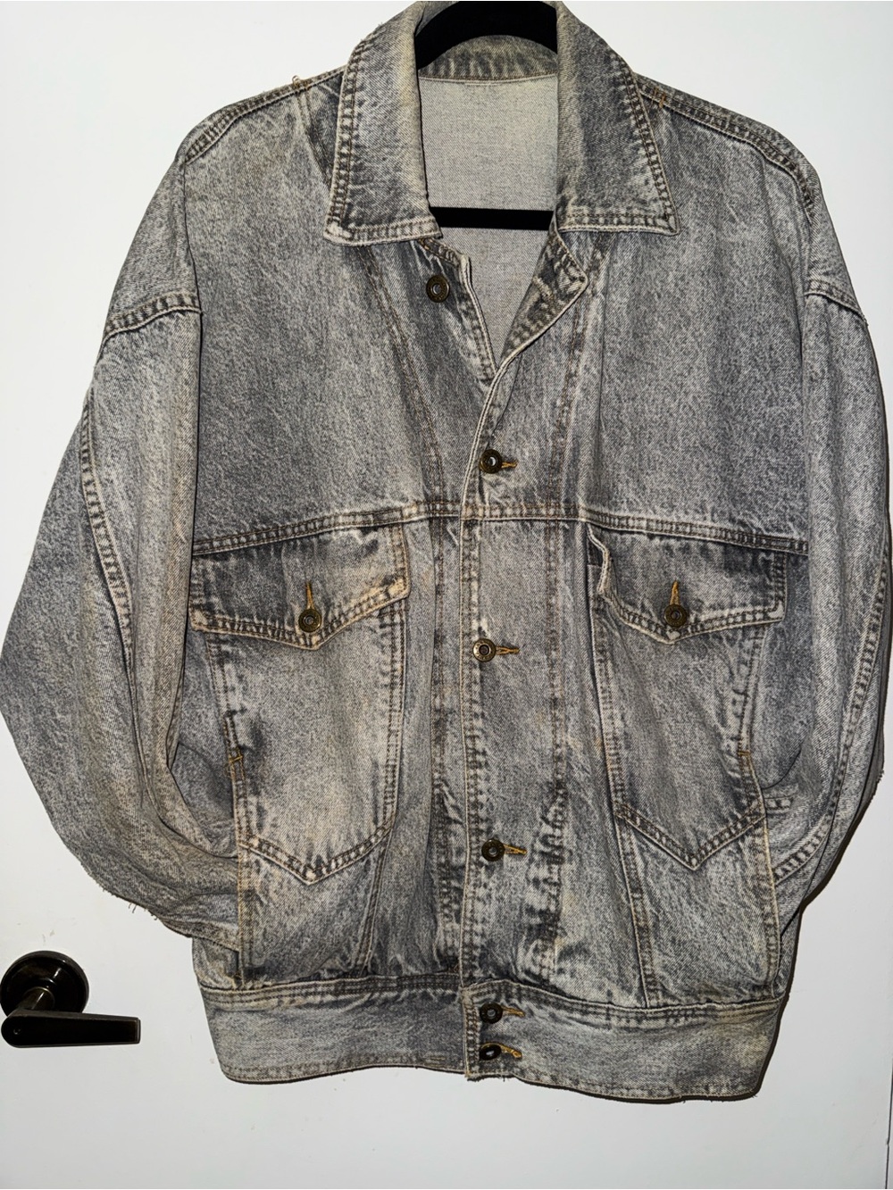 Vintage Santana Jeans Oversized Acid Washed Gray Denim Jacket